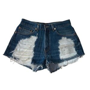 LF x Furst of a Kind Vintage Distressed Dark Blue Denim Levi Shorts